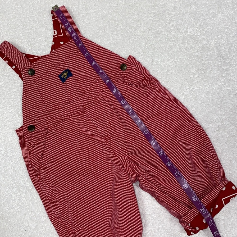 Oshkosh red engineer striped lined overalls 12m - Picture 7 of 8